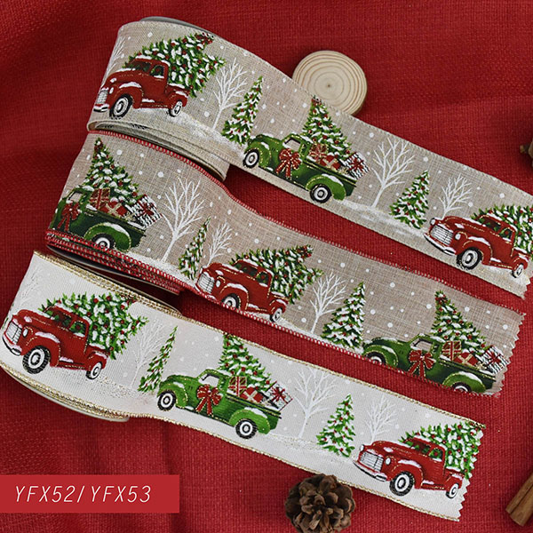 Christmas Truck Wired Ribbon