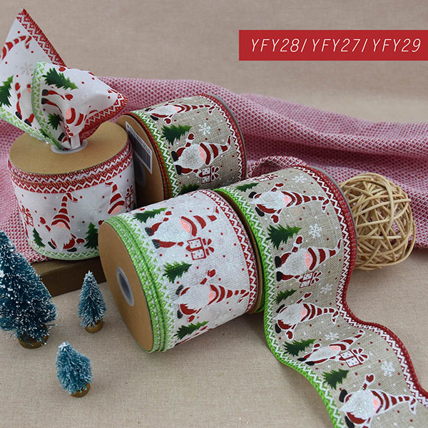 Christmas Gnome Wired Ribbon