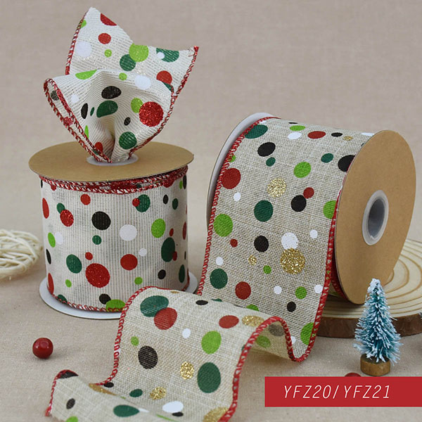 Christmas Linen with Dots Ribbon