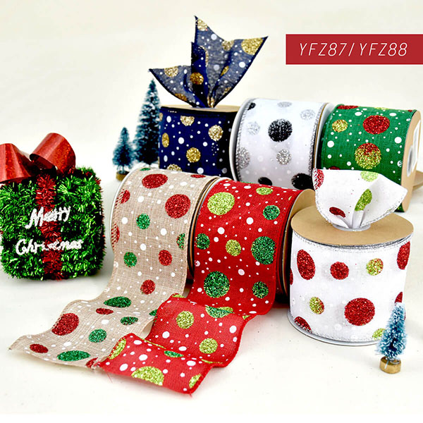 Christmas Linen with Dots Ribbon