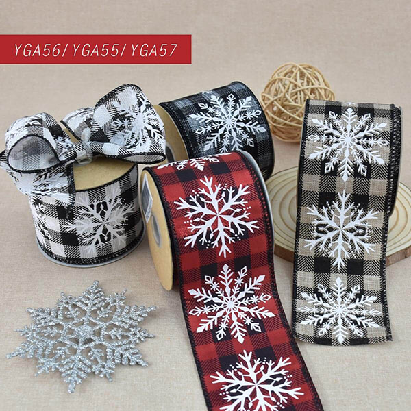 Christmas Snowflakes with Plaid Ribbon