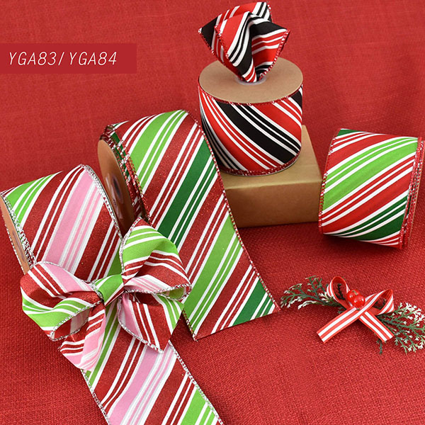 Christmas Diagonal Stripes Ribbon