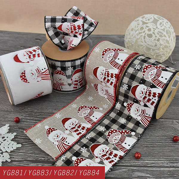 Christmas Snowman Wired Ribbon