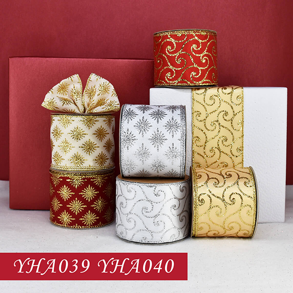 Christmas Diamond Pattern and Swirl Ribbon