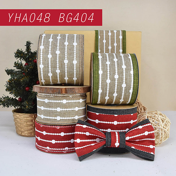 Christmas Beaded Horizontal Stripes Ribbon
