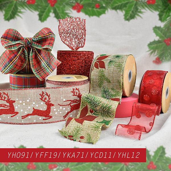 Classic Christmas Elements Wired Ribbon