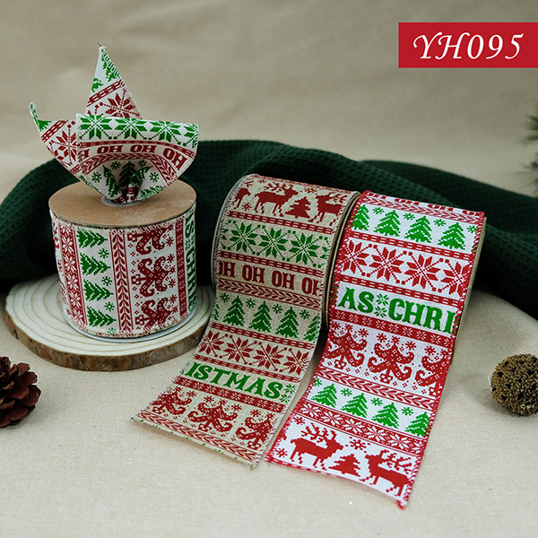 Christmas Linen with Farmhouse Pattern Ribbon