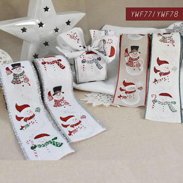 Christmas Snowman Wired Ribbon