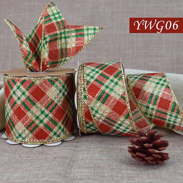 Christmas Diamond Plaid Wired Ribbon