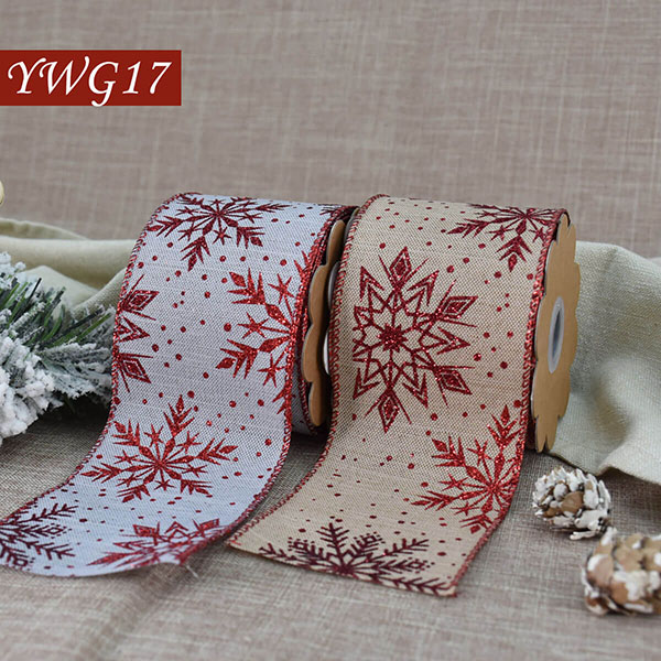 Christmas Linen with Glitter Snowflake Ribbon