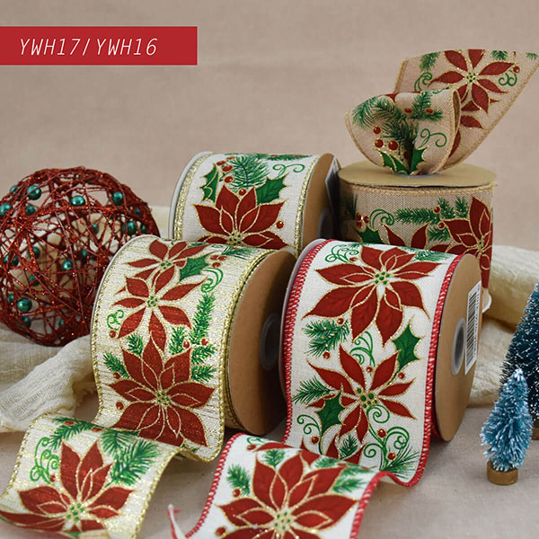 Chirstmas Linen with Poinsettia Ribbon