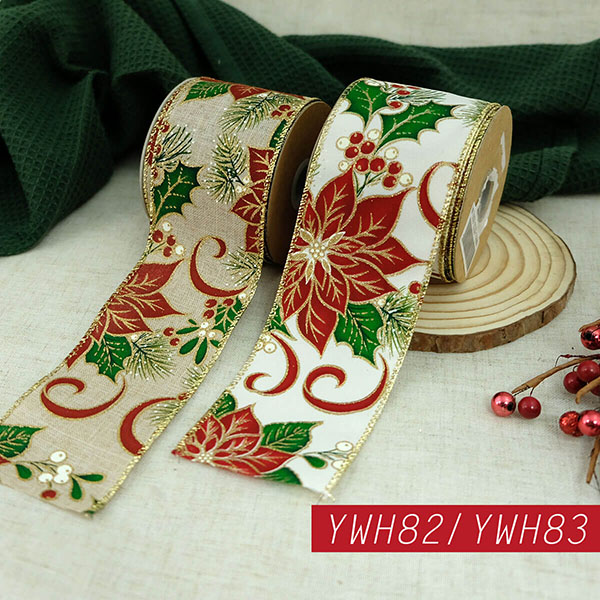Chirstmas Linen with Poinsettia Ribbon