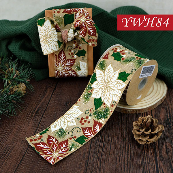 Chirstmas Linen with Poinsettia Ribbon