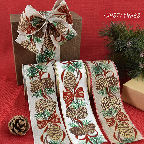Christmas Linen with Pinecone Ribbon