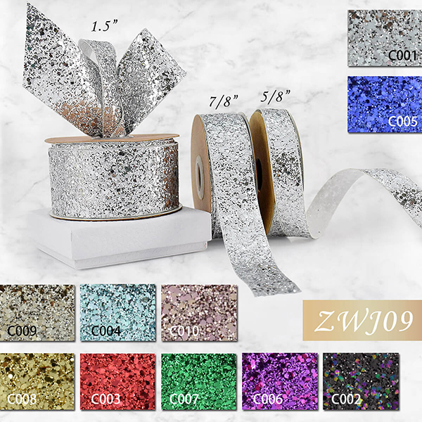 Christmas Glitter Cut Edge Ribbon