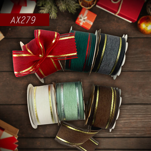 AX279-Christmas Striped Ribbon