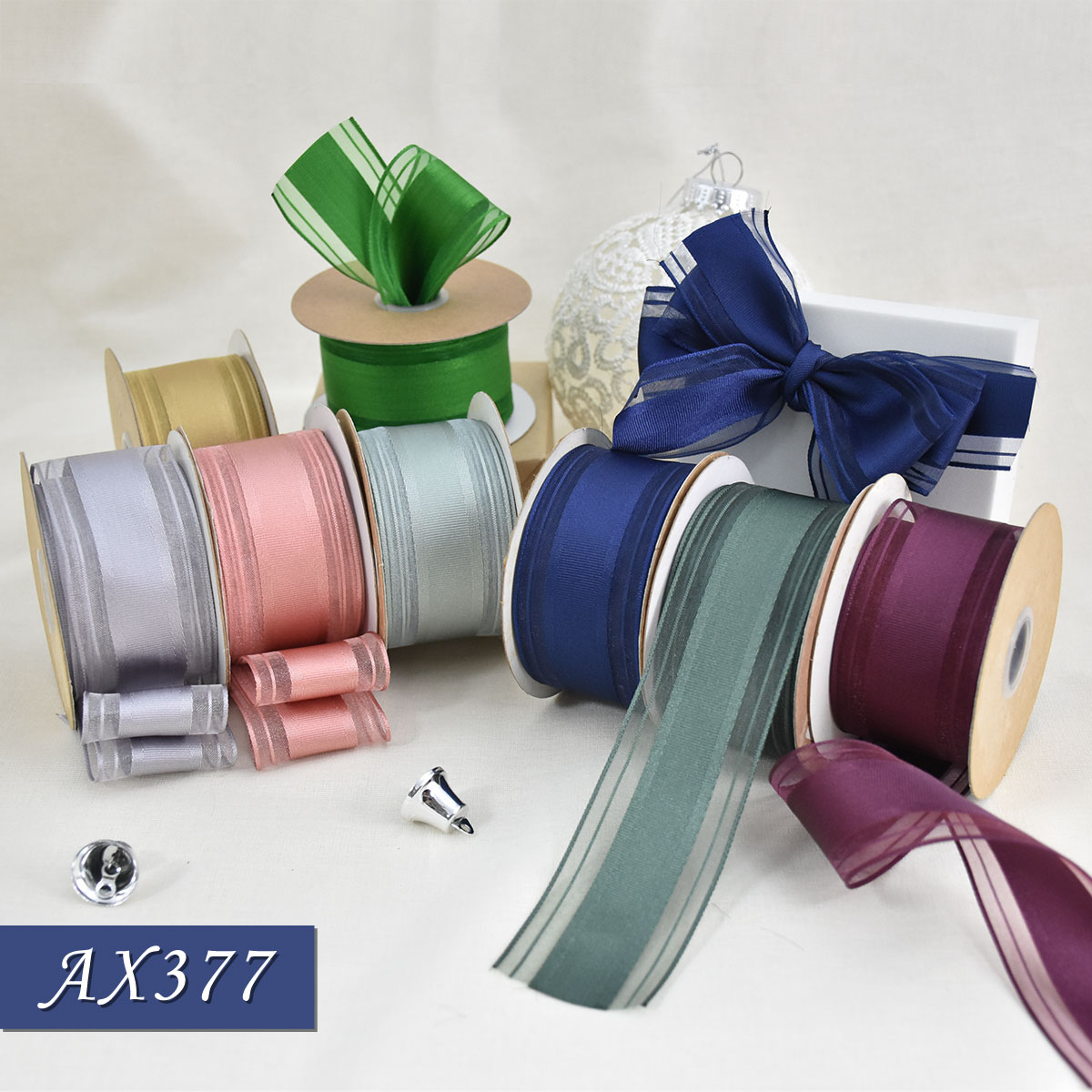 AX377 : Sheer Edge Woven Satin Ribbon