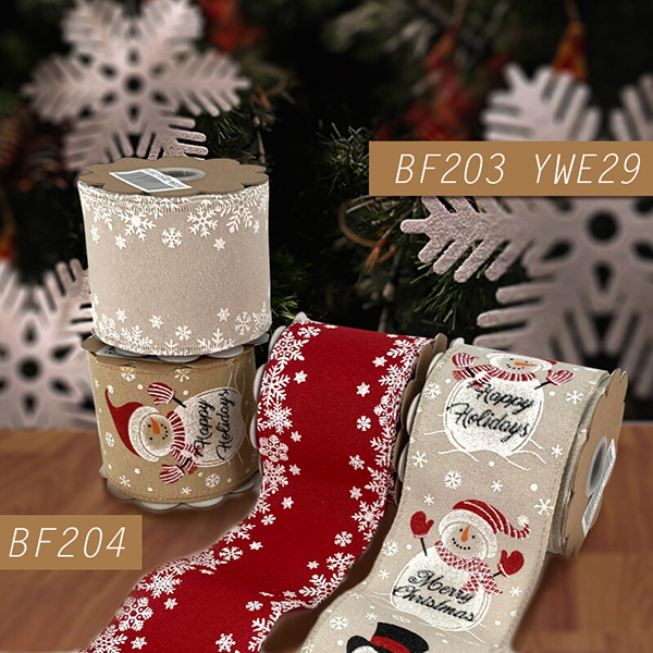BF204 - Christmas Snowman and Snowflake Ribbon