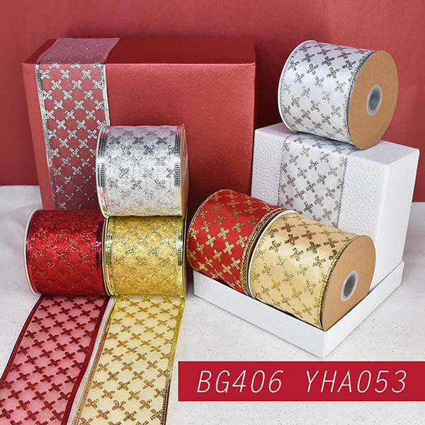 Chrismtas Glitter Geometry Ribbon