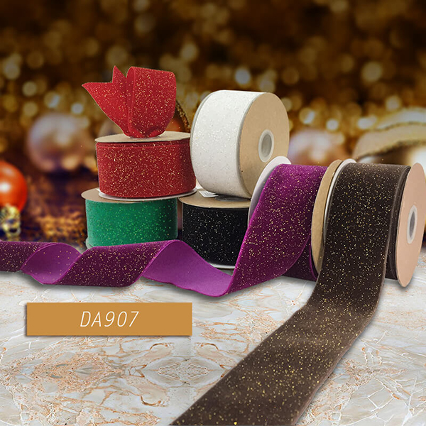 Woven Velvet Ribbon with Glitters