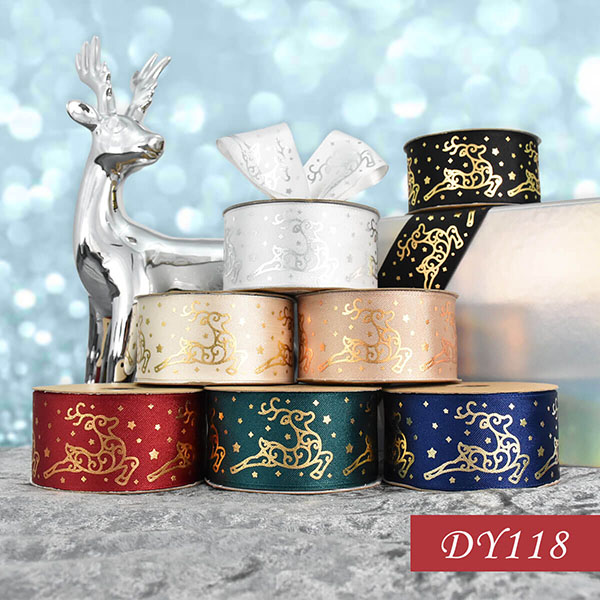 Foil Reindeer Wired Ribbon