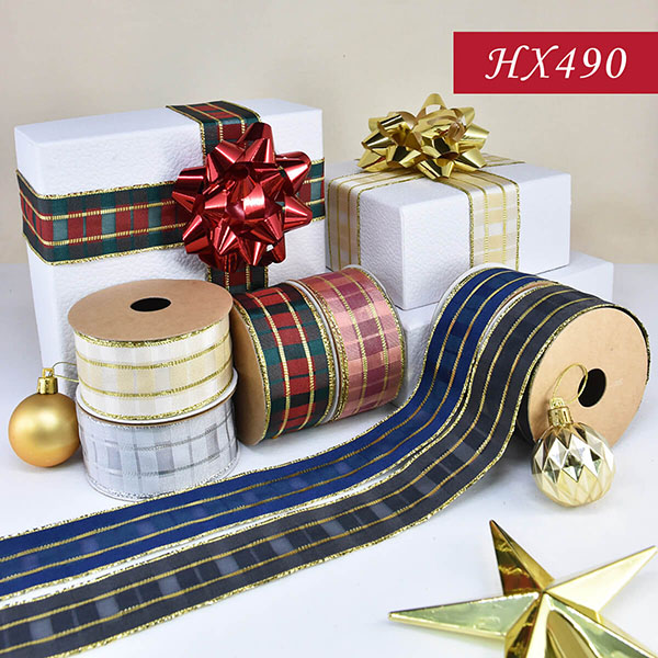 Woven Matellic Plaid Ribbon