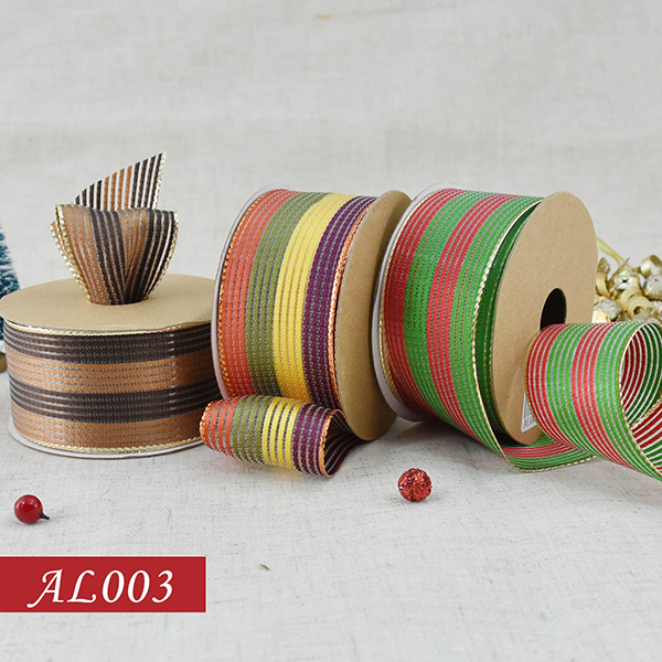 Fall Multi Stripe Wired Ribbon