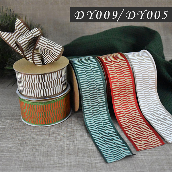 Fall Staggered Stripes Wired Ribbon