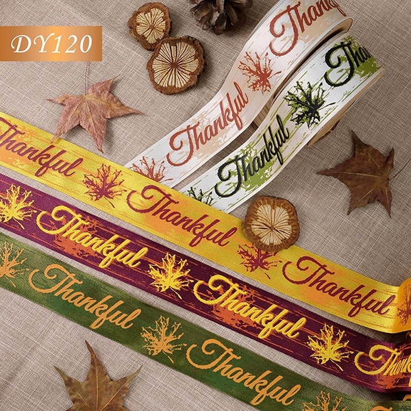 Fall Thankful Leaves Wired Ribbon