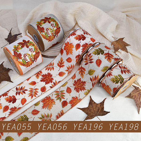 Fall Garland Leaves Wired Ribbon