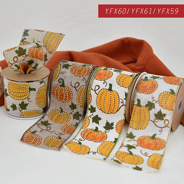 Fall Pumpkin Wired Ribbon