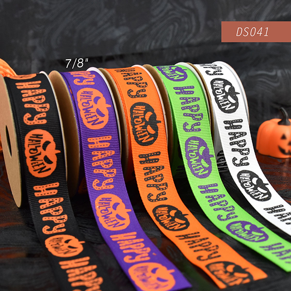 Happy Halloween with Jack O'Lantern Narrow Ribbon