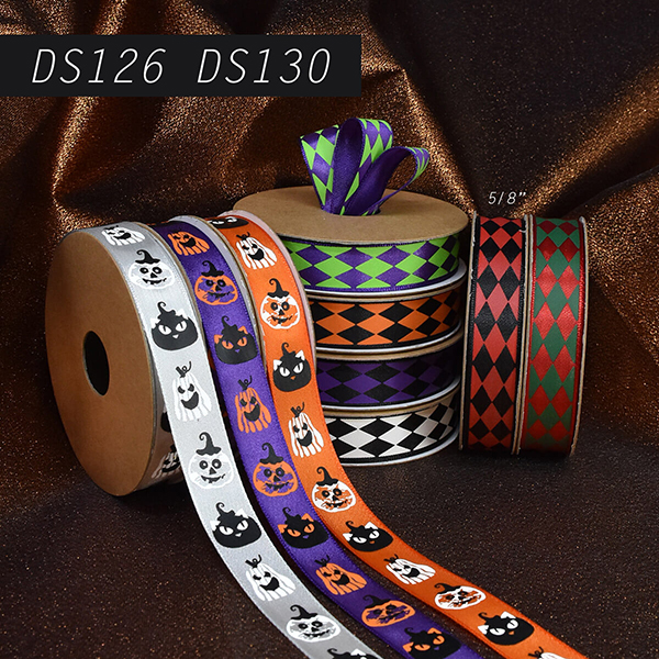 Halloween Jack O'Lantern and Halloween Diamond Array Narrow Ribbon