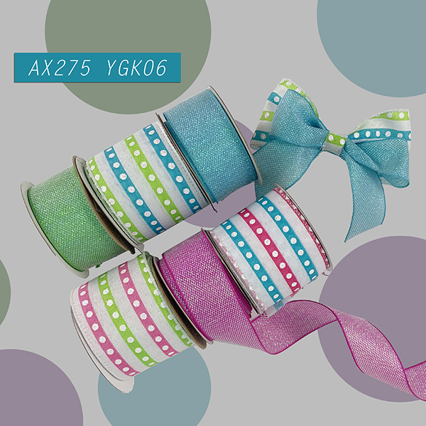 Spring Bicolor Stripe and Dot Ribbon